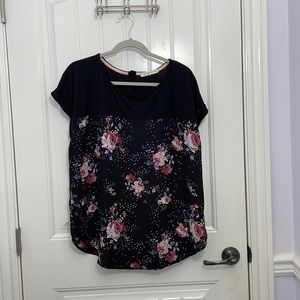 Black floral blouse